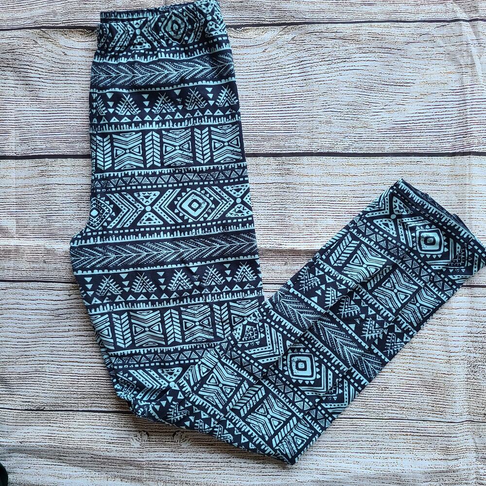 Agnes & Dora Teal and Navy Blue Leggings Small/Medium
